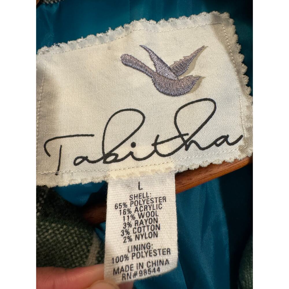 Vintage Y2K Tabitha Green Plaid Double Breasted Wool Blend Jacket Size Large - Picture 6 of 7